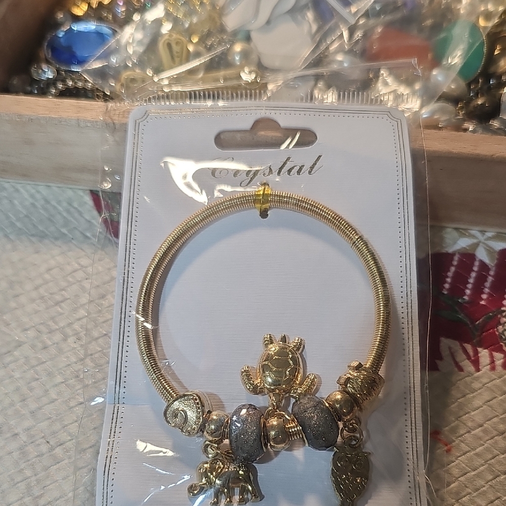 Goldtoe Crystal Animal Charm Bracelet